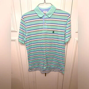 Brooks Brother short sleeved striped green polo golf shirt